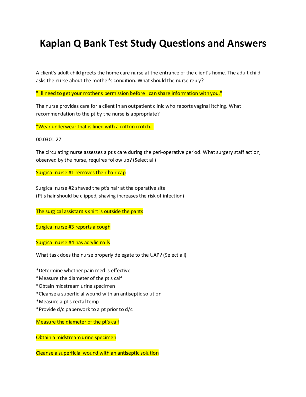 Preview image for Kaplan Q Bank Test Study Questions and Answers